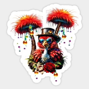 Stunning colorful  steampunk ostrich. Sticker